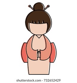 little japanese doll kawaii character