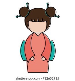 little japanese doll kawaii character