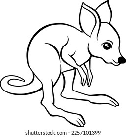 little kangaroo line vector illustration isolated on white background