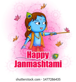 Little Kanha On Krishna Janmashtami Festival Stock Vector (Royalty Free ...