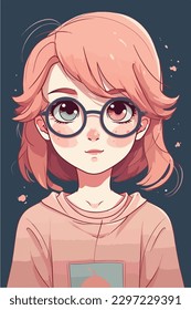  little kawaii girl illustration. flat colors, vector illustration, digital art, Anime. isolated
