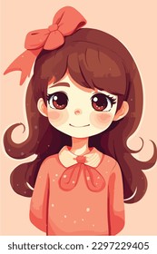  little kawaii girl illustration. flat colors, vector illustration, digital art, Anime. isolated