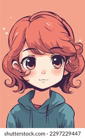  little kawaii girl illustration. flat colors, vector illustration, digital art, Anime. isolated