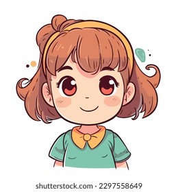 little kawaii girl illustration. flat colors, vector illustration, digital art, Anime. isolated