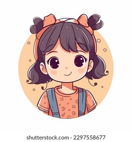 little kawaii girl illustration. flat colors, vector illustration, digital art, Anime. isolated