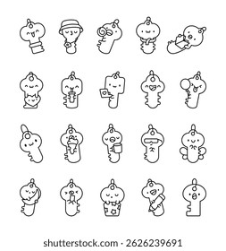 Little key character set showing various cute moments with holding items, smiling faces, charming poses and lovely accessories for yours creative projects
