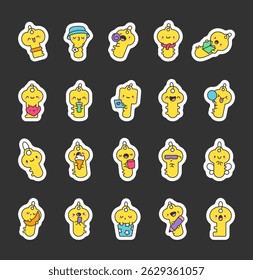 Little key character set showing various cute moments with holding items, smiling faces, charming poses and lovely accessories for yours creative projects