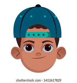 little kid afroamerican boy with hat avatar cartoon character profile picture portrait