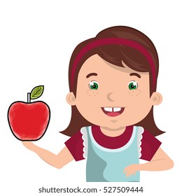 little kid with apple