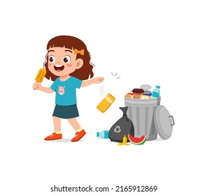 little kid with bad behavior do littering - Shutterstock ID 2165912869