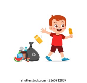 little kid with bad behavior do littering