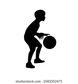 Little kid basketball player vector.