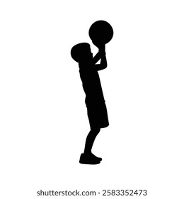 Little kid basketball player vector.