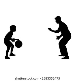 Little kid basketball player vector.