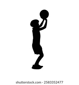 Little kid basketball player vector.