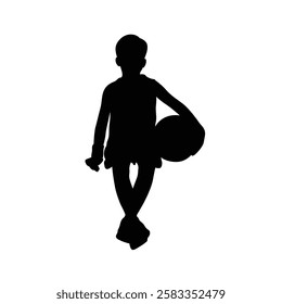 Little kid basketball player vector.