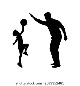 Little kid basketball player vector.