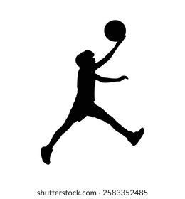 Little kid basketball player vector.