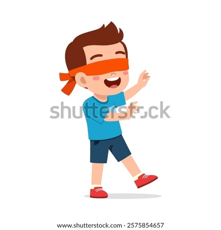 little kid blindfolded for playing hide and seek
