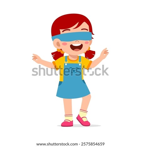 little kid blindfolded for playing hide and seek