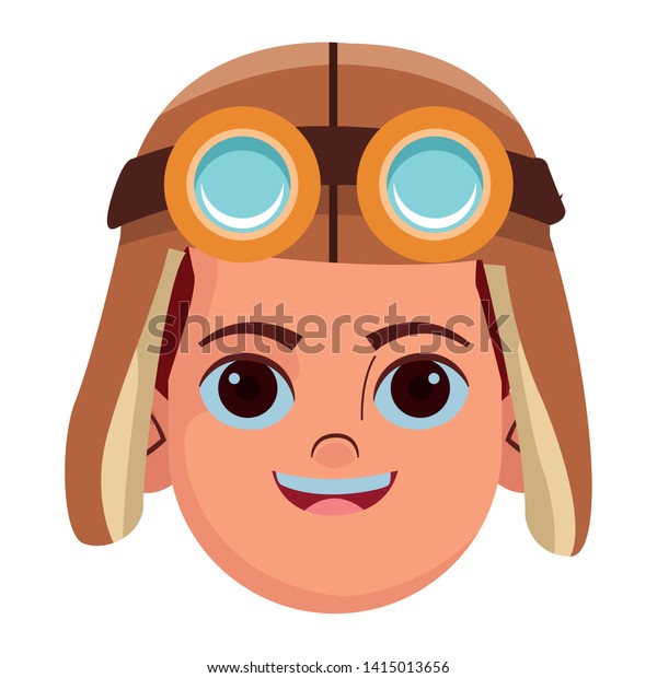 Little Kid Boy Wearing Aviator Hat Stock Vector Royalty Free