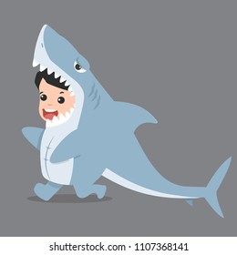 little kid characters in shark costume