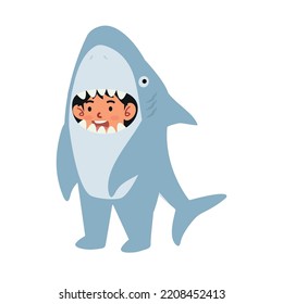 little kid characters in shark costume cartoon