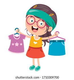 Little Kid And Colorful Clothes