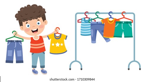 Little Kid And Colorful Clothes