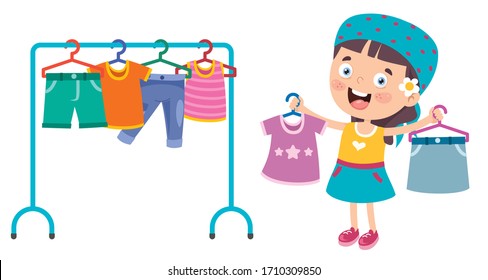 Little Kid And Colorful Clothes