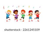 little kid dance with friend and feel happy