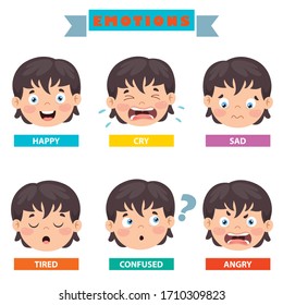 Little Kid With Different Emotions