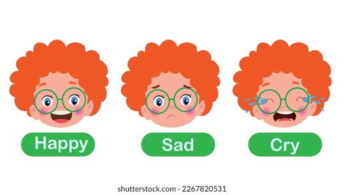 Little Kid With Different Emotions