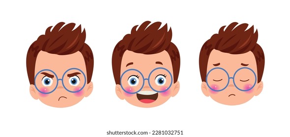 Little Kid With Different Emotions