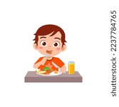 little kid do breakfast with healthy food