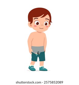 little kid do dressing process wearing pants