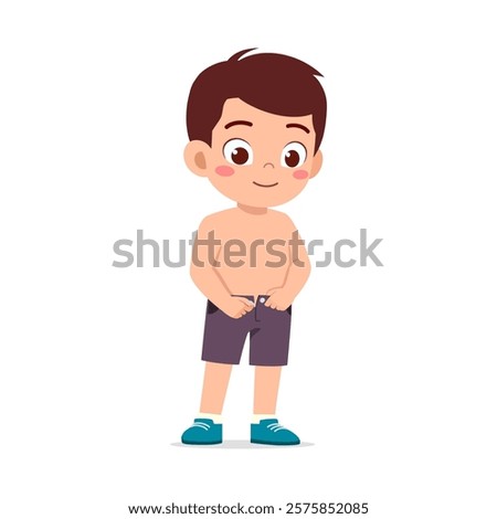 little kid do dressing process wearing pants
