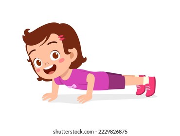 little kid do exercise named push up