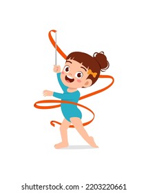 Young girl rhythmic gymnastics with ribbon Vector Image