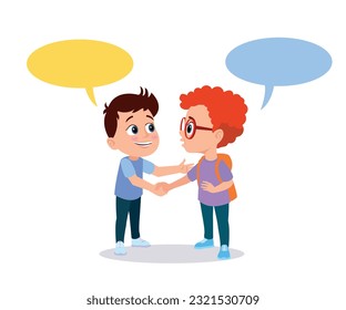 little kid do hand shake with friend acquaintance