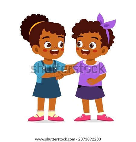little kid do handshake with friend