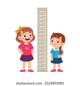 little kid do height measure with ruler