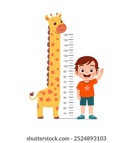 little kid do height measure with ruler