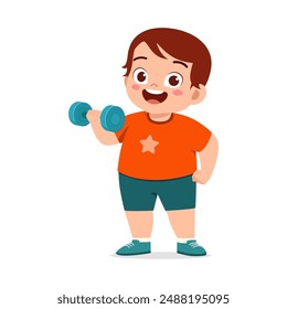 little kid do lifting dumbbell for weight loss