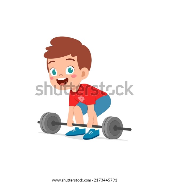 Little Kid Do Workout Weight Lifting Stock Vector (Royalty Free ...