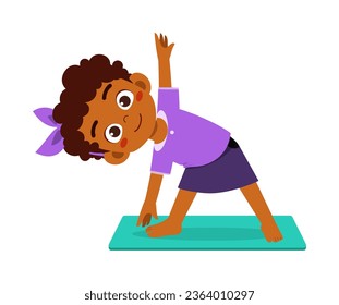 little kid doing yoga and feeling happy