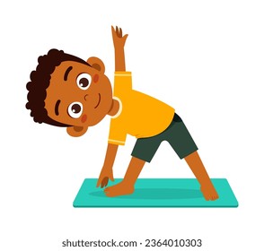 little kid doing yoga and feeling happy