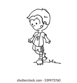 little kid dressed for sports cartoon illustration