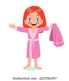 little kid dry body with towel after bath