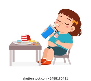 little kid eat fast food and feeling happy